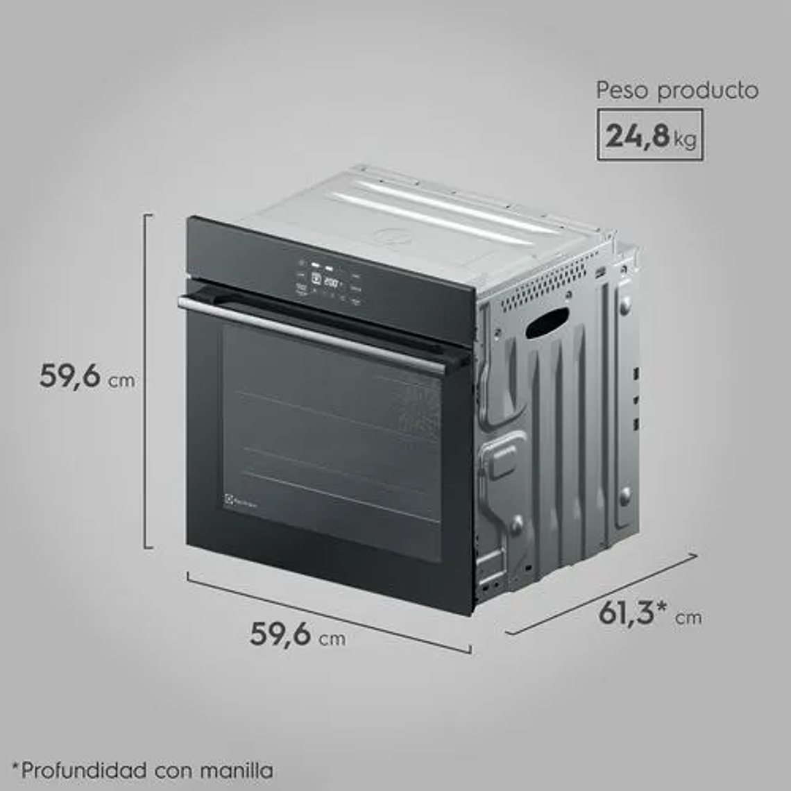 HORNO EMPOTRABLE ELÉCTRICO ELECTROLUX 80L EXPERIENCE AIR FRYER, PERFECTCOOK360 Y PANEL TOUCH OE8EA 3