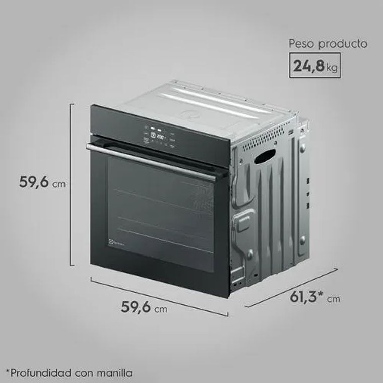 HORNO EMPOTRABLE ELÉCTRICO ELECTROLUX 80L EXPERIENCE AIR FRYER, PERFECTCOOK360 Y PANEL TOUCH OE8EA 3