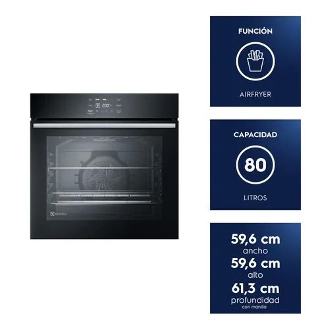 HORNO EMPOTRABLE ELÉCTRICO ELECTROLUX 80L EXPERIENCE AIR FRYER, PERFECTCOOK360 Y PANEL TOUCH OE8EA 4