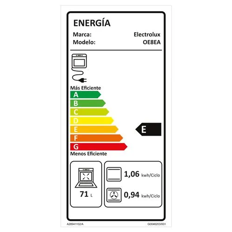 HORNO EMPOTRABLE ELÉCTRICO ELECTROLUX 80L EXPERIENCE AIR FRYER, PERFECTCOOK360 Y PANEL TOUCH OE8EA 21
