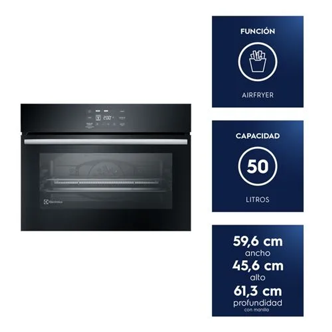 HORNO EMPOTRABLE ELÉCTRICO ELECTROLUX 50L EXPERIENCE AIR FRYER, PERFECTCOOK360 Y PANEL TOUCH OE5EA 2
