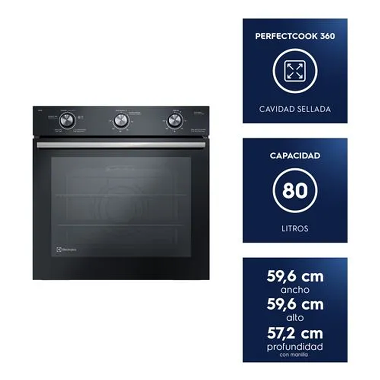 HORNO EMPOTRABLE ELÉCTRICO ELECTROLUX 80L EFFICIENT CON PERFECTCOOK OE8EL 7