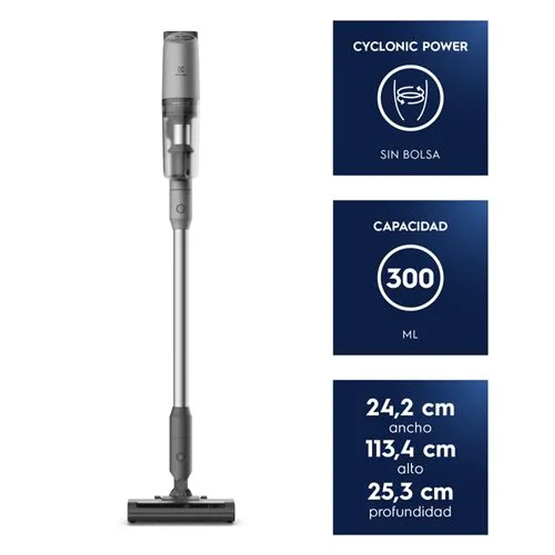 ASPIRADORA VERTICAL INALÁMBRICA ELECTROLUX ERGORAPIDO CICLÓNICA EXPERIENCE 3 EN 1 PTEC100 GRIS 5