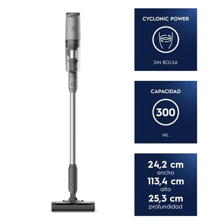 ASPIRADORA VERTICAL INALÁMBRICA ELECTROLUX ERGORAPIDO CICLÓNICA EXPERIENCE 3 EN 1 PTEC100 GRIS 5