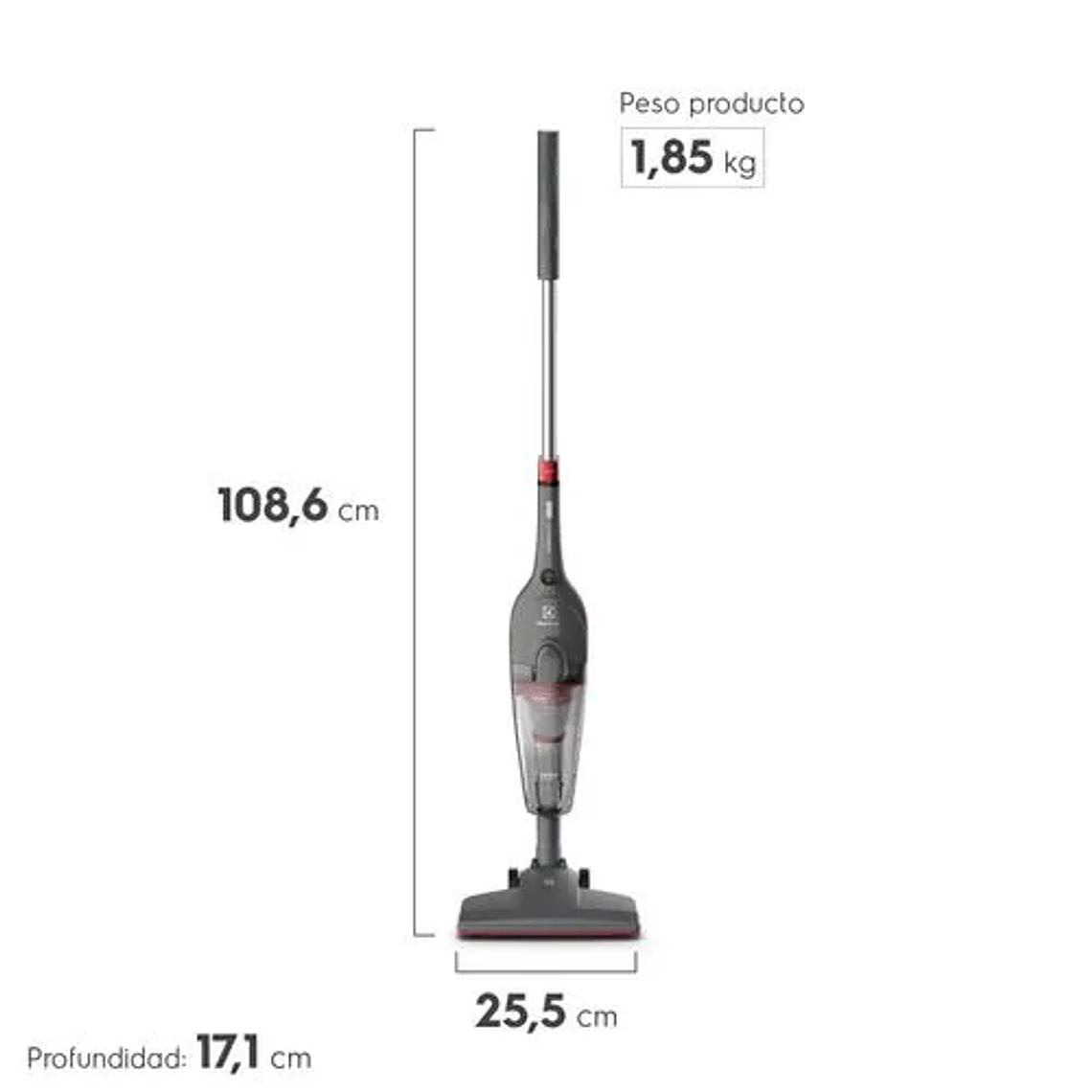 ASPIRADORA VERTICAL CON CABLE ELECTROLUX 700W 2 EN 1 CON FILTRO HEPA STK15 GRIS 7