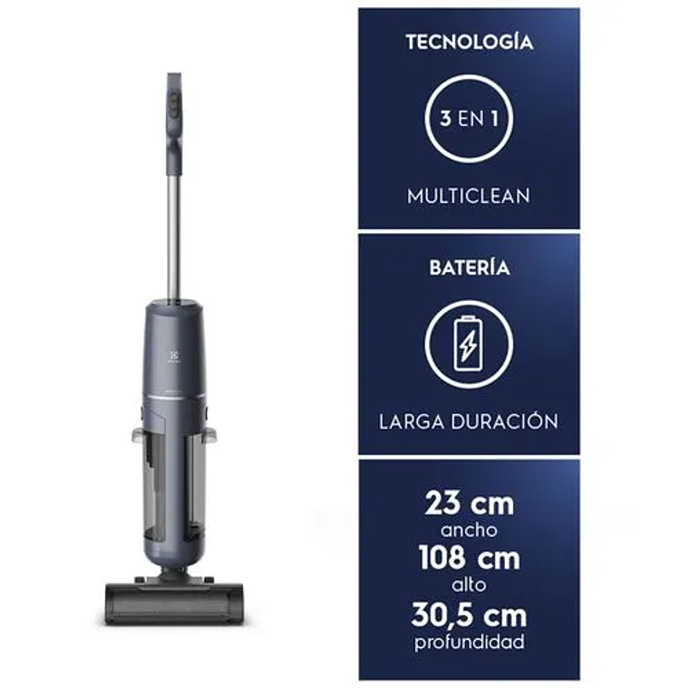 ASPIRADORA MOPA INALÁMBRICA ELECTROLUX EXPERIENCE MULTICLEAN 3 EN 1 EMC2500 AZUL 4