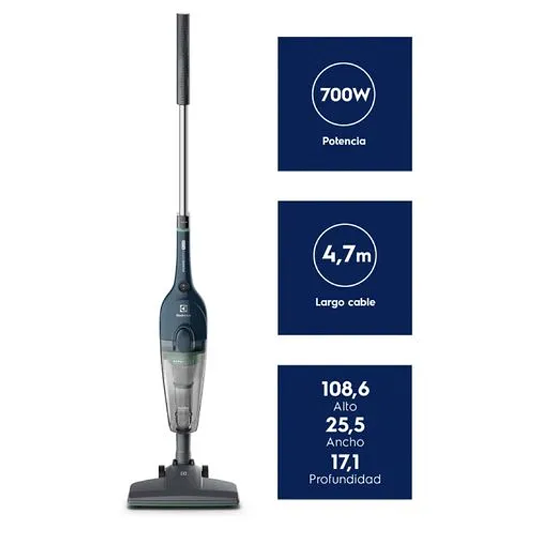ASPIRADORA VERTICAL CON CABLE ELECTROLUX 700W 2 EN 1 CON FILTRO HEPA STK14 AZUL 3