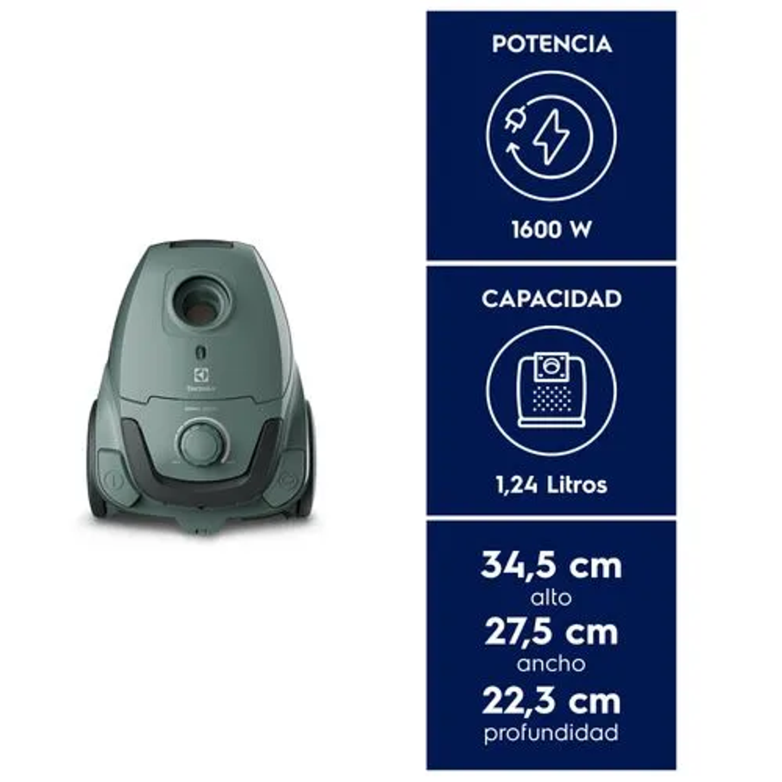 ASPIRADORA CON BOLSA ELECTROLUX 1600W TRIPLE FILTER EXPERIENCE SONIC BGG11 VERDE 6