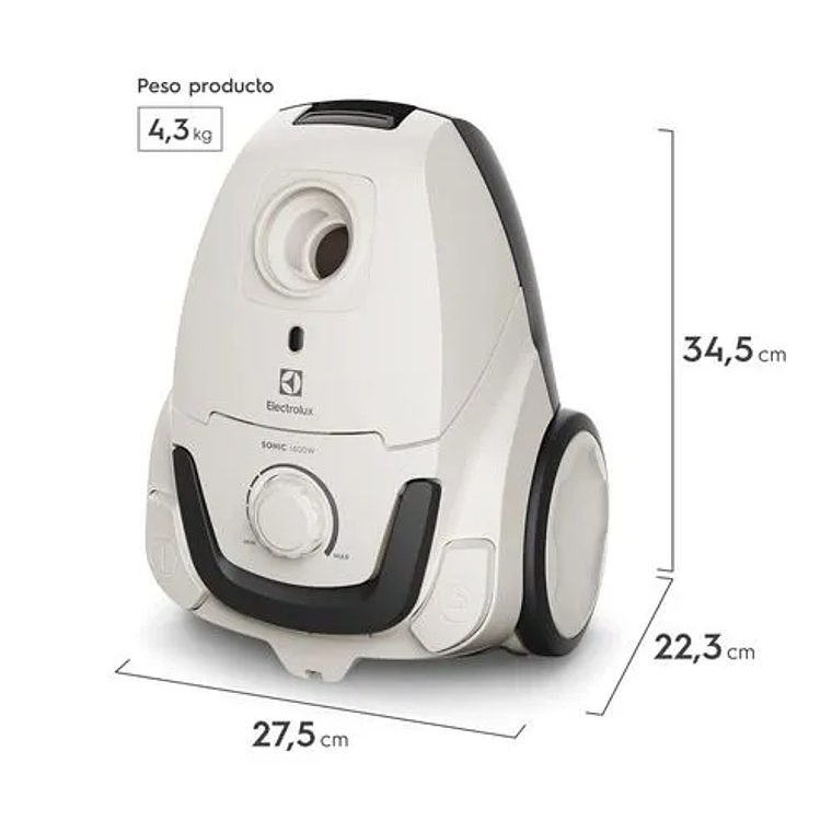 ASPIRADORA CON BOLSA ELECTROLUX 1600W TRIPLE FILTER EXPERIENCE SONIC BGG10 BLANCA 4