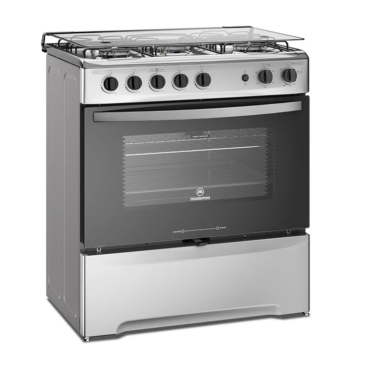COCINA A GAS 5 PLATOS MADEMSA CON TRIPLE LLAMA Y GRILL ELÉCTRICO M 920 T INOX 7