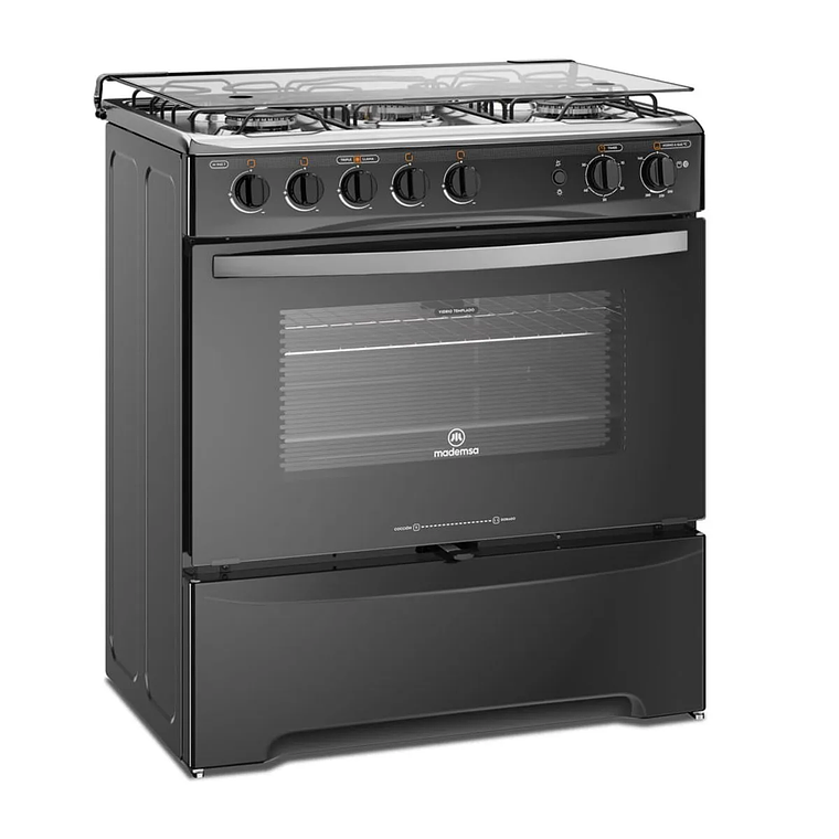 COCINA A GAS 5 PLATOS MADEMSA CON TRIPLE LLAMA Y GRILL ELÉCTRICO M 940 T NEGRA 3