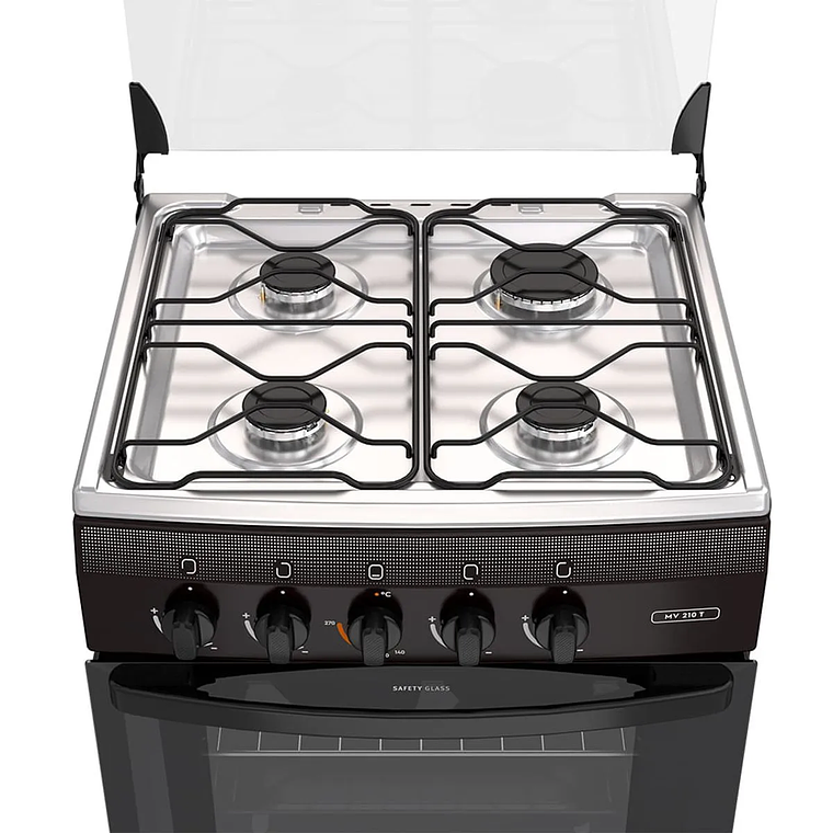 COCINA A GAS 4 PLATOS MADEMSA CON LIMPIAFÁCIL Y TAPA CUBIERTA MV 210 T NEGRA 3