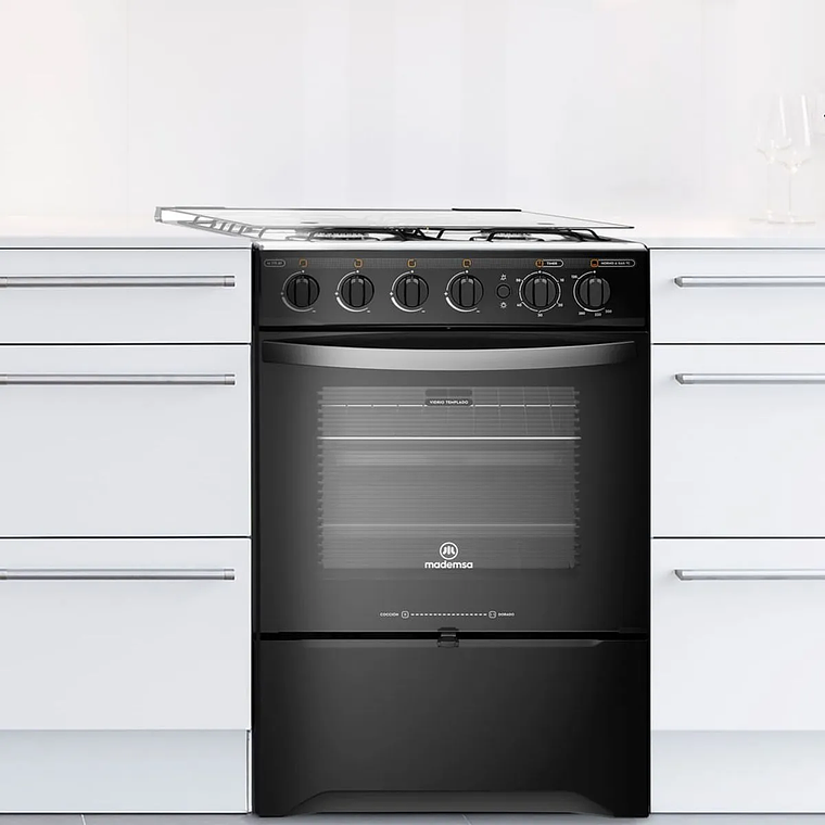 COCINA A GAS 4 PLATOS MADEMSA CON LIMPIAFÁCIL Y TIMER M 775 BT NEGRA 5