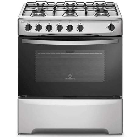 COCINA A GAS 6 PLATOS MADEMSA CON LIMPIAFÁCIL Y PARRILLAS DE ALAMBRÓN M 810 T INOX