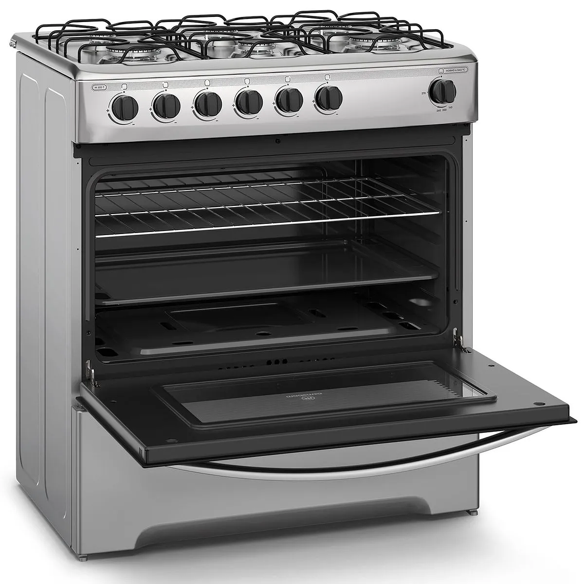 COCINA A GAS 6 PLATOS MADEMSA CON LIMPIAFÁCIL Y PARRILLAS DE ALAMBRÓN M 810 T INOX 4