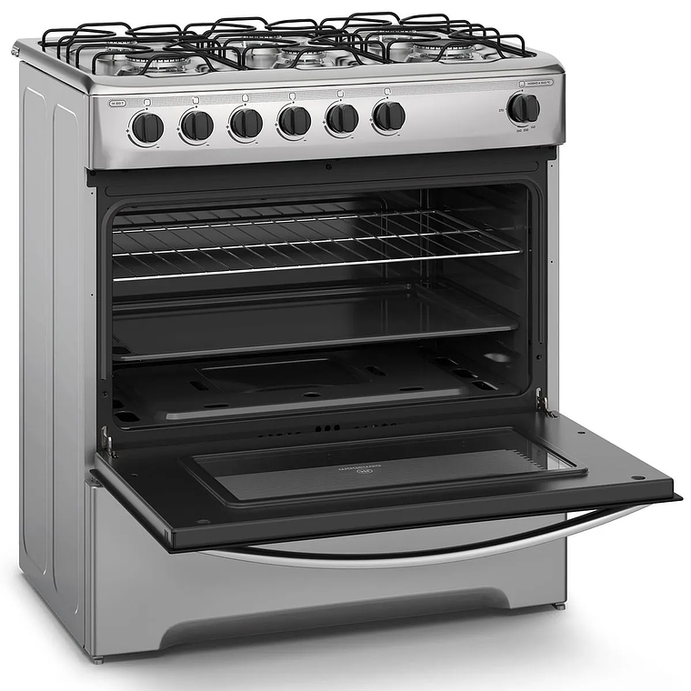 COCINA A GAS 6 PLATOS MADEMSA CON LIMPIAFÁCIL Y PARRILLAS DE ALAMBRÓN M 810 T INOX 4
