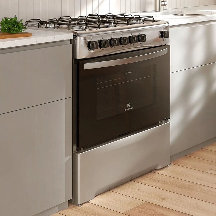 COCINA A GAS 6 PLATOS MADEMSA CON LIMPIAFÁCIL Y PARRILLAS DE ALAMBRÓN M 810 T INOX 8