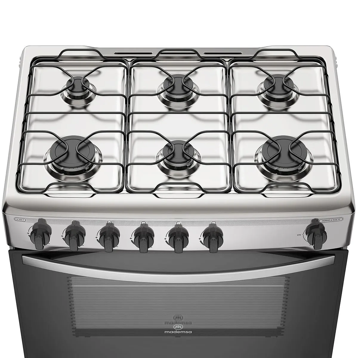 COCINA A GAS 6 PLATOS MADEMSA CON LIMPIAFÁCIL Y PARRILLAS DE ALAMBRÓN M 810 T INOX 5