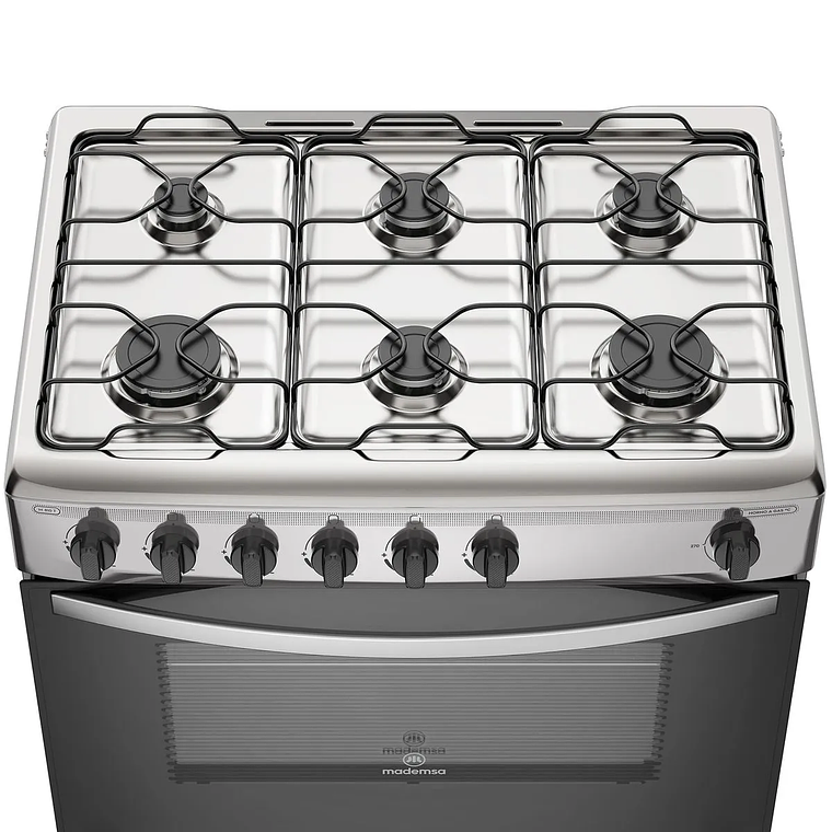 COCINA A GAS 6 PLATOS MADEMSA CON LIMPIAFÁCIL Y PARRILLAS DE ALAMBRÓN M 810 T INOX 5