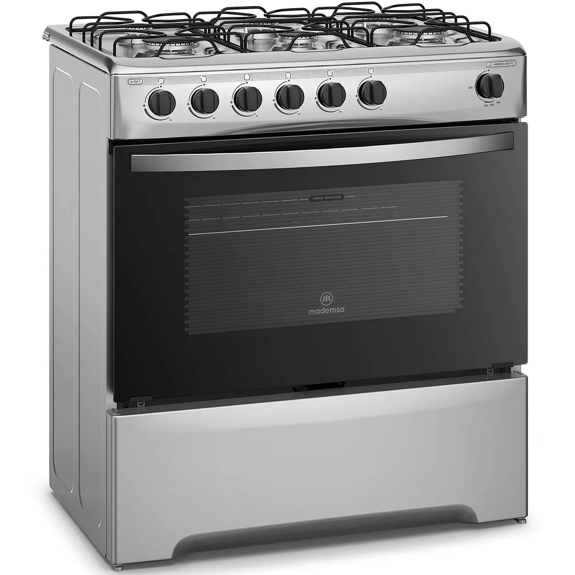 COCINA A GAS 6 PLATOS MADEMSA CON LIMPIAFÁCIL Y PARRILLAS DE ALAMBRÓN M 810 T INOX 3