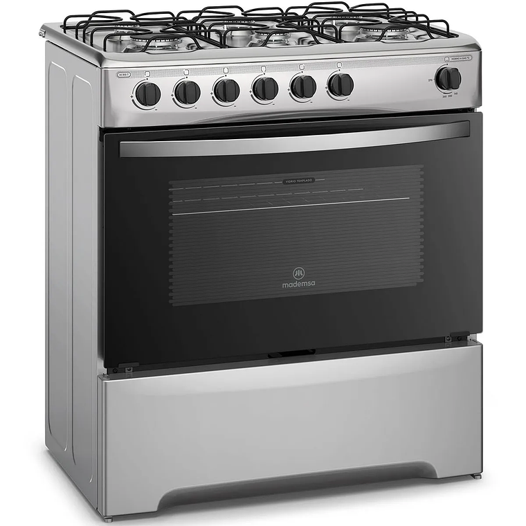 COCINA A GAS 6 PLATOS MADEMSA CON LIMPIAFÁCIL Y PARRILLAS DE ALAMBRÓN M 810 T INOX 3