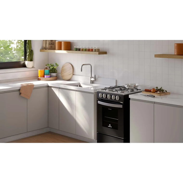 COCINA A GAS 4 PLATOS MADEMSA LIMPIAFÁCIL Y PARRILLAS DE ALAMBRÓN FM4IP NEGRA 5