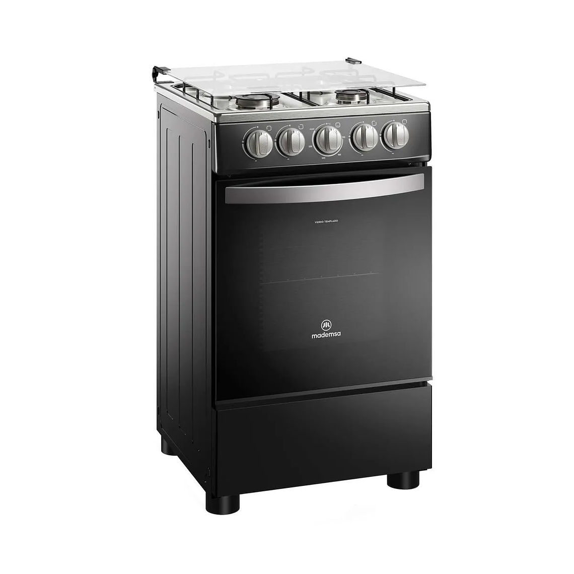 COCINA A GAS 4 PLATOS MADEMSA LIMPIAFÁCIL Y TAPA CUBIERTA VIDRIO FM4LP NEGRA 2