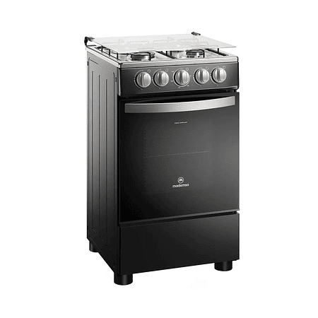 COCINA A GAS 4 PLATOS MADEMSA LIMPIAFÁCIL Y TAPA CUBIERTA VIDRIO FM4LP NEGRA