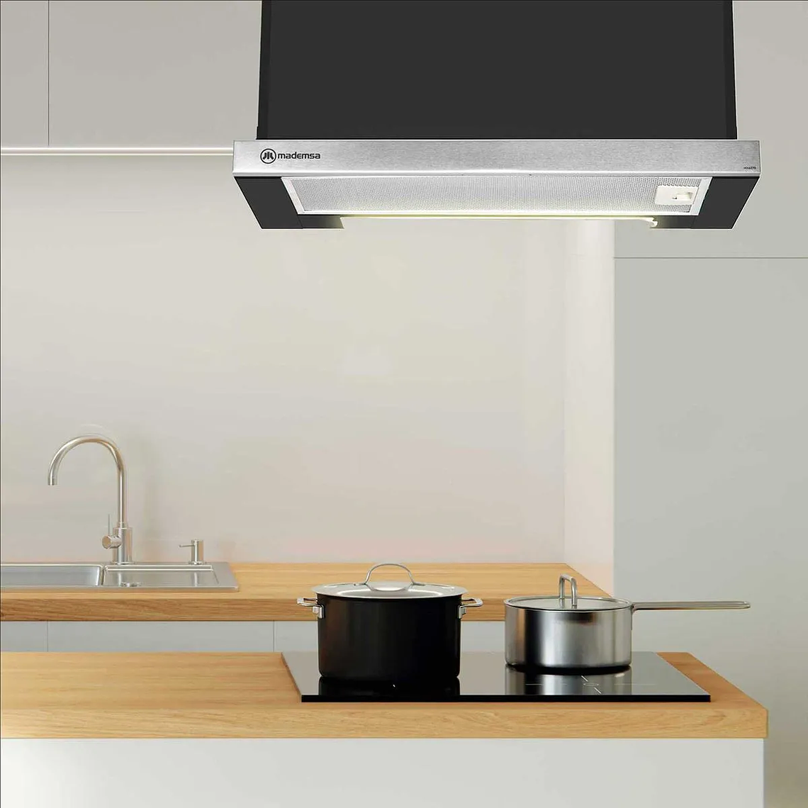 CAMPANA DE COCINA EXTRACTORA MADEMSA RETRÁCTIL 60CM EMPOTRABLE MX 6270 NEGRA 5