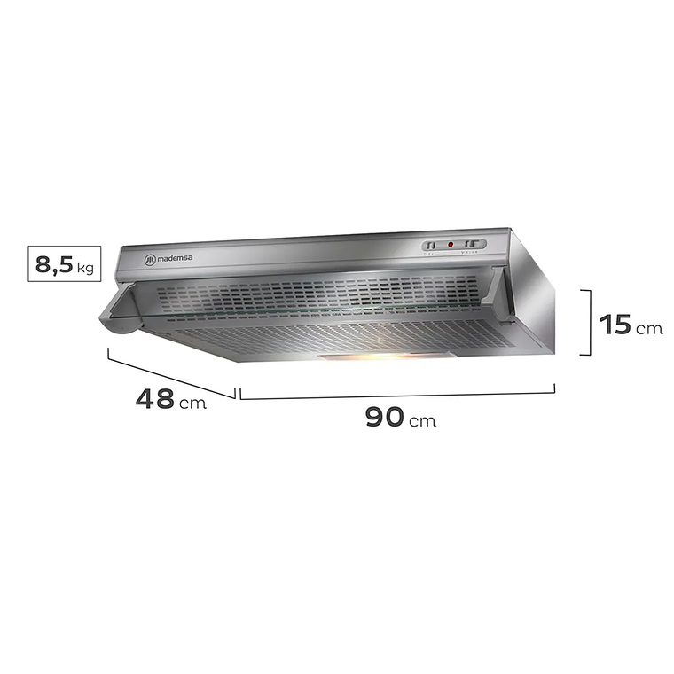 CAMPANA DE COCINA EXTRACTORA MADEMSA 90 CM DOUBLE FUNCTION MX U190 INOX 2
