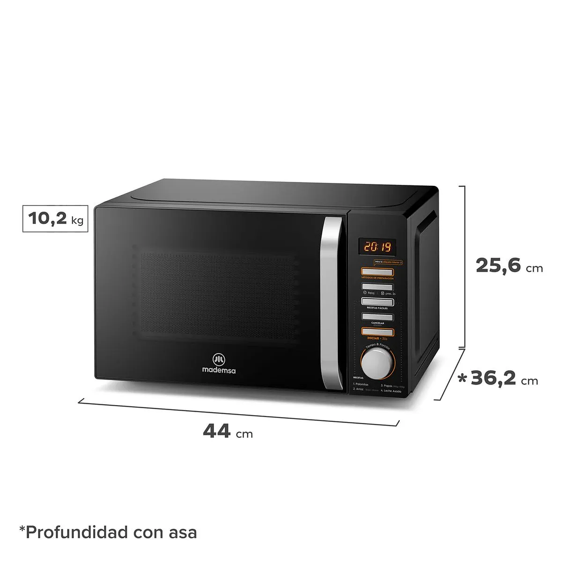 MICROONDAS MADEMSA 20 LITROS DIGITAL DESCONGELAMIENTO INTELIGENTE MM20FBH NEGRO 3