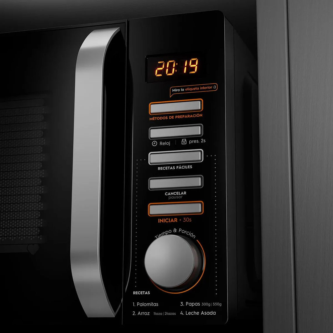 MICROONDAS MADEMSA 20 LITROS DIGITAL DESCONGELAMIENTO INTELIGENTE MM20FBH NEGRO 6