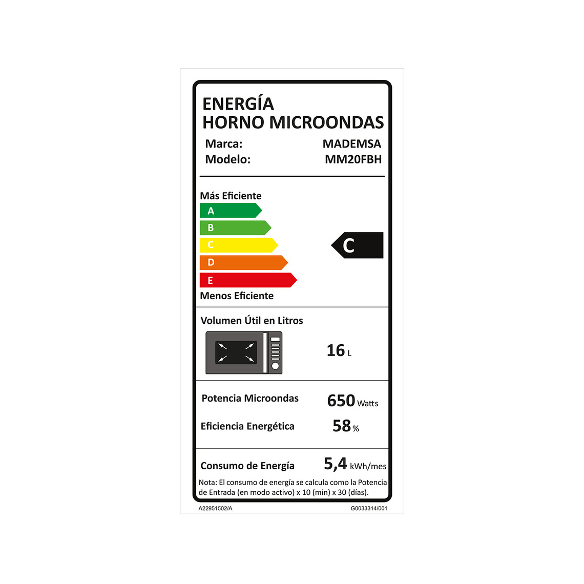 MICROONDAS MADEMSA 20 LITROS DIGITAL DESCONGELAMIENTO INTELIGENTE MM20FBH NEGRO 9