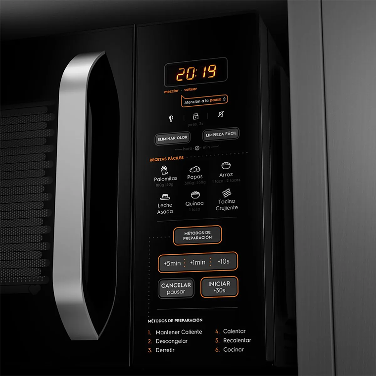 MICROONDAS MADEMSA 28 LITROS DIGITAL DESCONGELAMIENTO INTELIGENTE MM28FB NEGRO 7