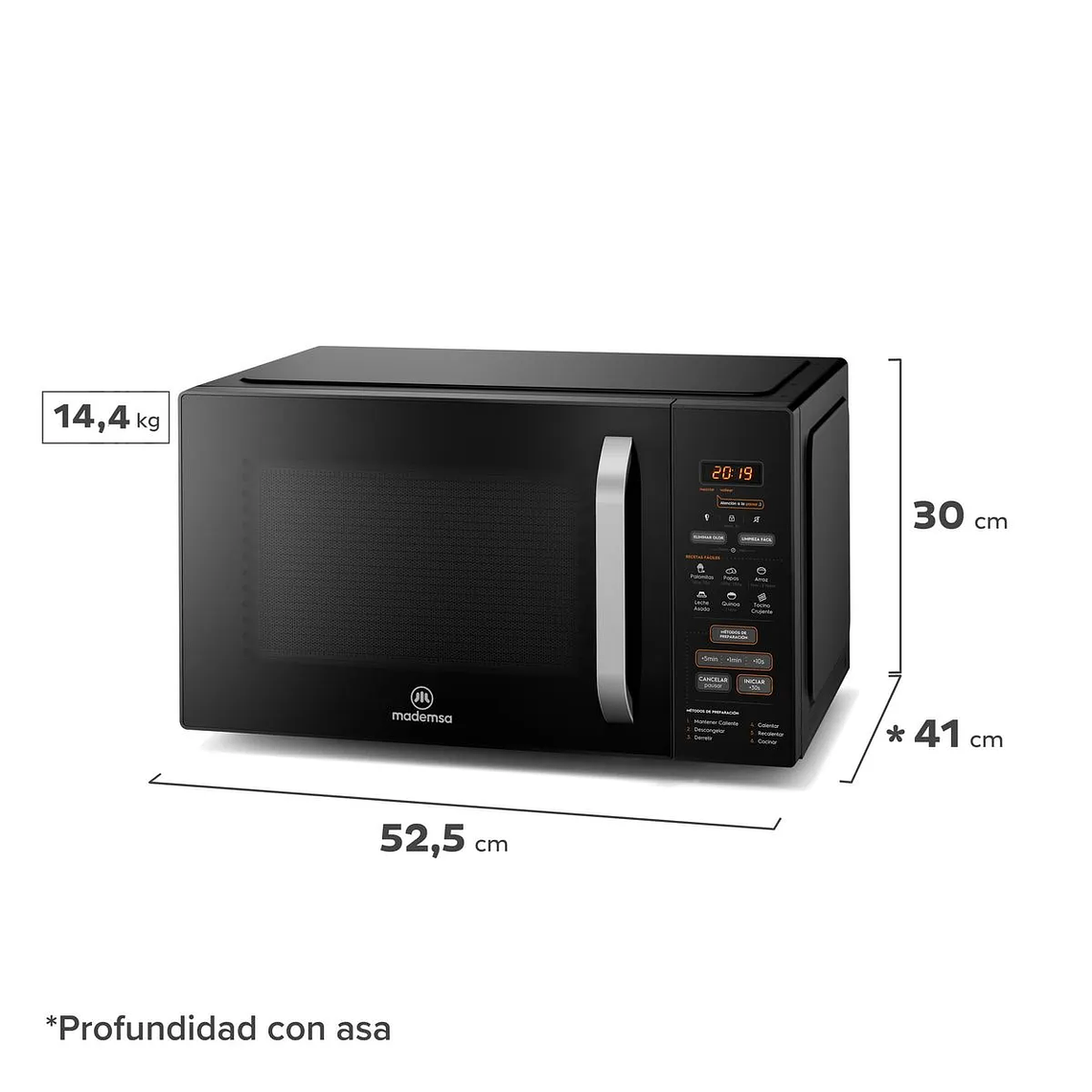 MICROONDAS MADEMSA 31 LITROS DIGITAL DESCONGELAMIENTO INTELIGENTE MM31FB NEGRO 3