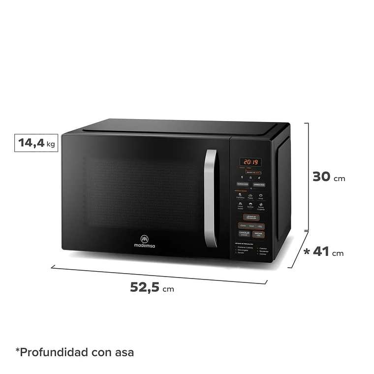 MICROONDAS MADEMSA 31 LITROS DIGITAL DESCONGELAMIENTO INTELIGENTE MM31FB NEGRO 3