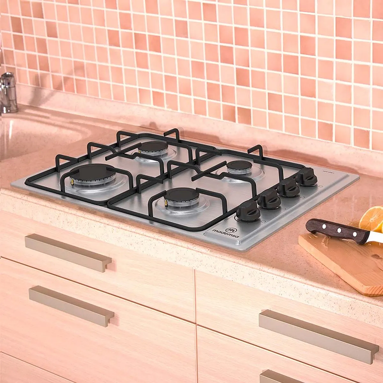 ENCIMERA A GAS 4 PLATOS MADEMSA ENCENDIDO ELÉCTRICO Y PARRILLA ESMALTADA MCE 435E T INOX 6