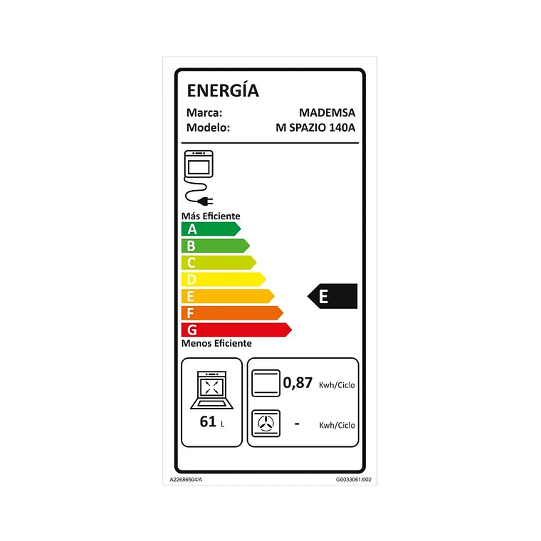 HORNO EMPOTRABLE ELÉCTRICO MADEMSA 66L TIMER Y CAVIDAD ESMALTADA M SPAZIO 140A GRIS 10