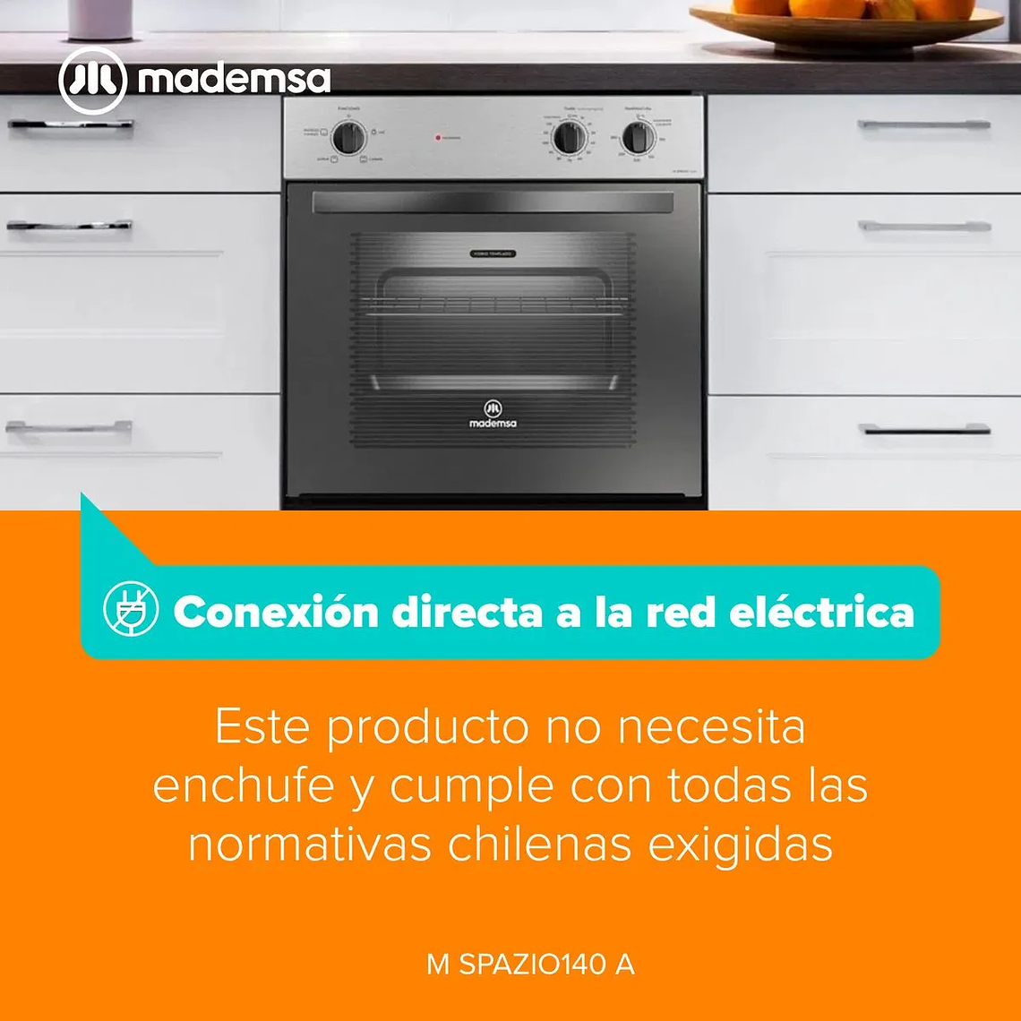HORNO EMPOTRABLE ELÉCTRICO MADEMSA 66L TIMER Y CAVIDAD ESMALTADA M SPAZIO 140A GRIS 12