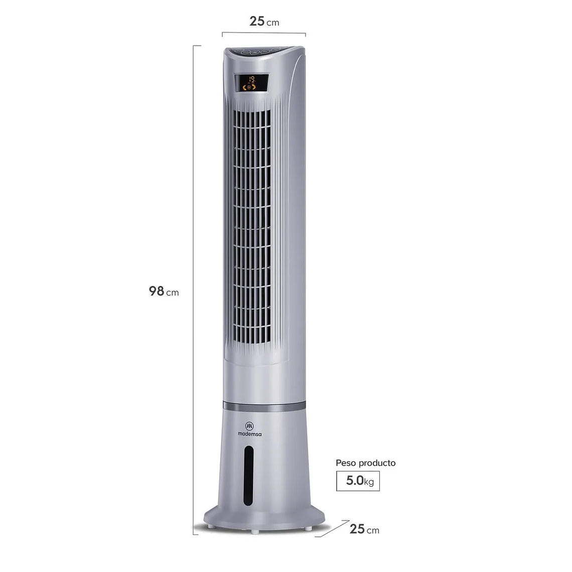 ENFRIADOR DE AIRE DE TORRE MADEMSA 45W CONTROL REMOTO Y SILENCIOSO TFM10 GRIS 3