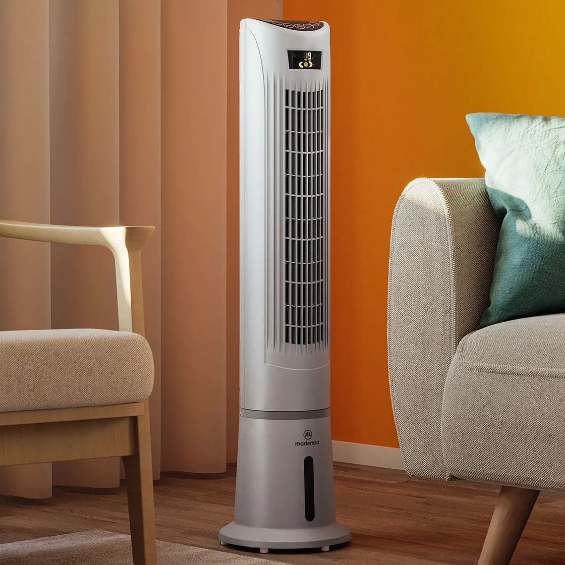 ENFRIADOR DE AIRE DE TORRE MADEMSA 45W CONTROL REMOTO Y SILENCIOSO TFM10 GRIS 6