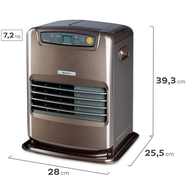 ESTUFA PARAFINA LÁSER MADEMSA 3,5 LITROS 2,3KW PANEL DIGITAL Y TIMER MFHK 540 PLUS 3