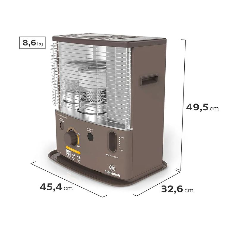 ESTUFA PARAFINA MECHA MADEMSA 4,2 LITROS 2,7 KW APAGADO INTELIGENTE FIAMMA PRO 4