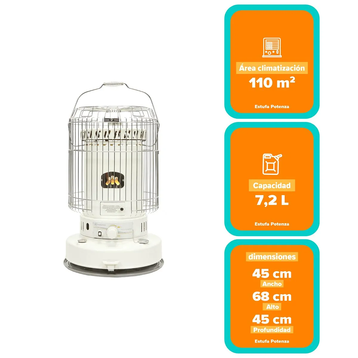 ESTUFA PARAFINA MECHA MADEMSA 7,2 LITROS 6,2 KW ENCENDIDO AUTOMÁTICO POTENZA 2