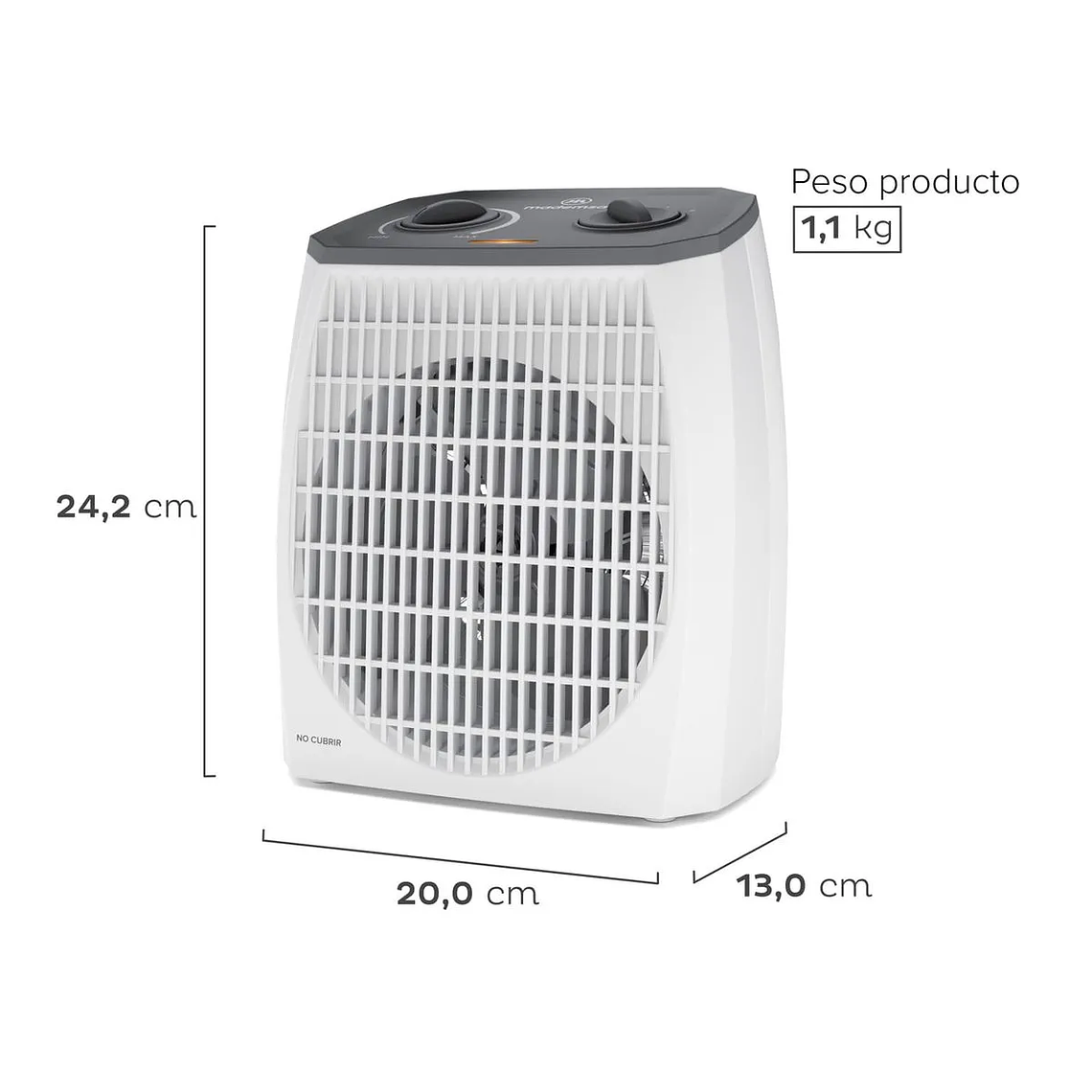 TERMOVENTILADOR MADEMSA 2000W 2 VELOCIDADES Y TERMOSTATO TV500 BLANCO 3