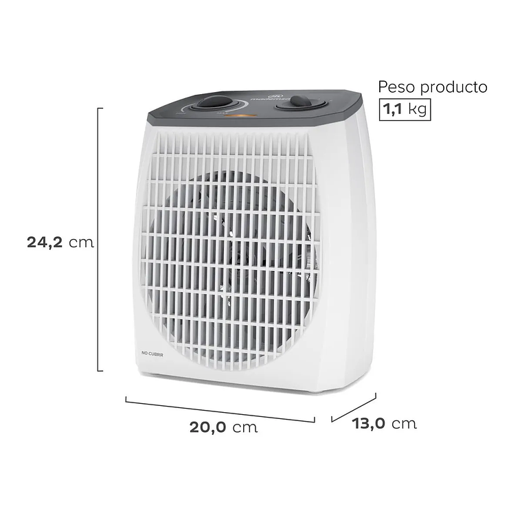 TERMOVENTILADOR MADEMSA 2000W 2 VELOCIDADES Y TERMOSTATO TV500 BLANCO 3