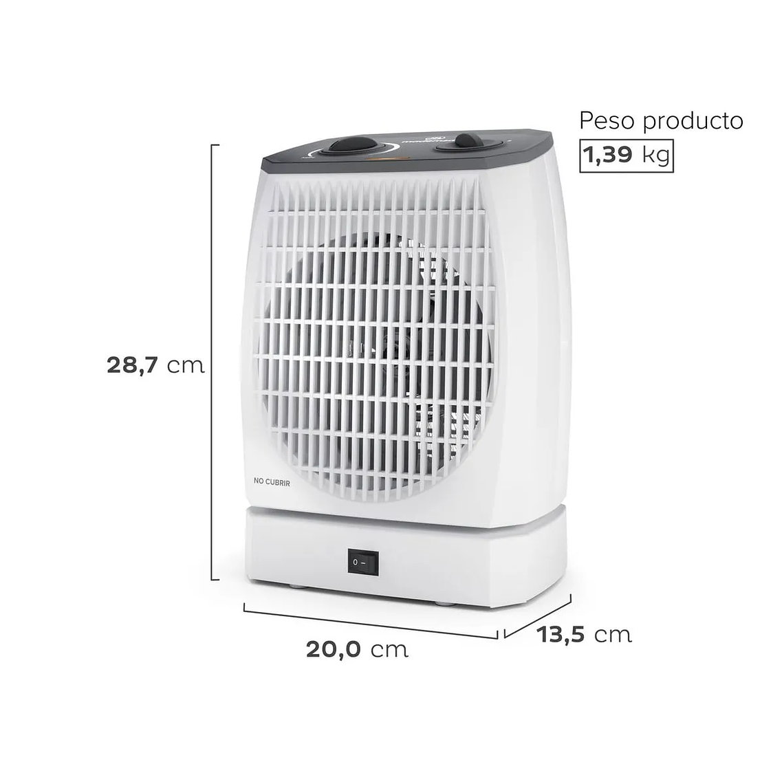 TERMOVENTILADOR MADEMSA 2000W Y TERMOSTATO TV550 BLANCO 4