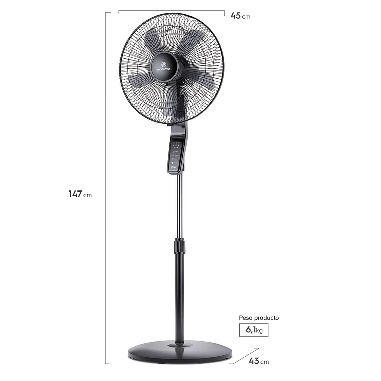 VENTILADOR DE PEDESTAL 60W TIMER Y CONTROL REMOTO 40,6 CM SFM2 NEGRO 5