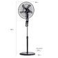 VENTILADOR DE PEDESTAL 60W TIMER Y CONTROL REMOTO 40,6 CM SFM2 NEGRO - Miniatura 5