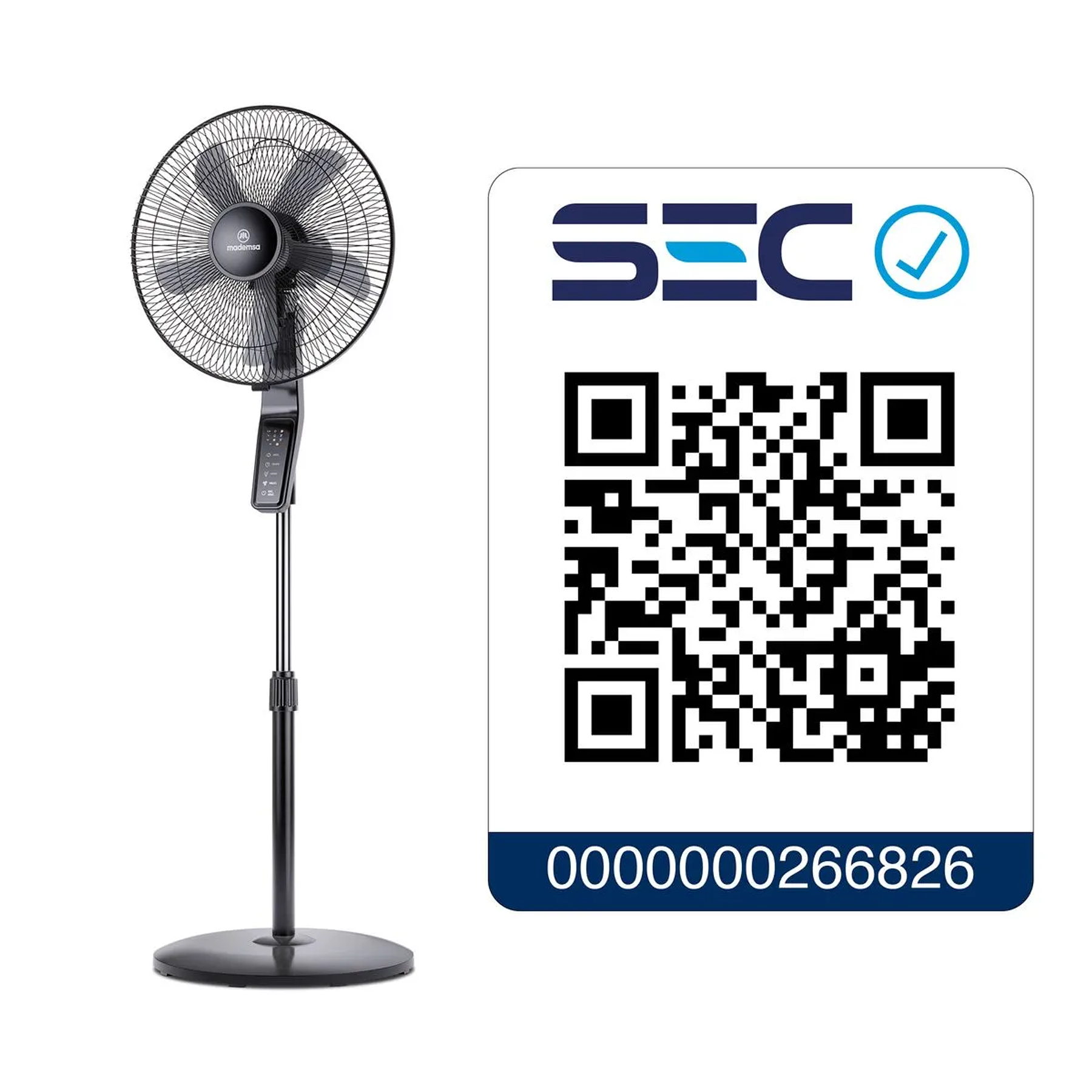 VENTILADOR DE PEDESTAL 60W TIMER Y CONTROL REMOTO 40,6 CM SFM2 NEGRO